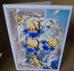 Bearded Iris Card with Decoupage by Gill Dean