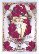 Christmas Vintage Lamp with Poinsettias by Gill Dean