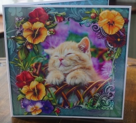 Cute Cat Cardtopper with Inlet 876 by Gill Dean