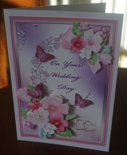 On Your Wedding day card topper with flowers and butterflies by Gill Dean