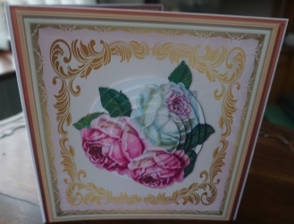 8x8 mini kit Pink roses in a gold frame  by Gill Dean