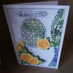 Lattice card yellow Roses by Gill Dean