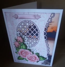 Lattice card Pink Roses by Gill Dean