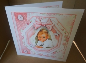 Christening Baby Girl Card Front Kit by Gill Dean