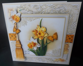Set Of 4 floral 7x7 card front kit by Gill Dean