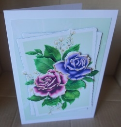Lovely Pink Purple Roses Topper (Green) by Gill Dean