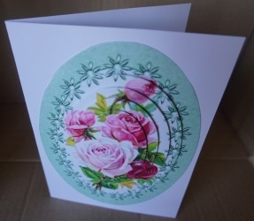 pretty pink roses with pearls oval pyramids  by Gill Dean