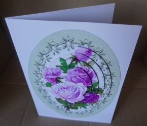 pretty purple/lilac roses with pearls oval pyramids by Gill Dean
