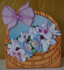 3D Shaped Card  Kit - Pretty Flowers & Butterfly Basket by Gill Dean