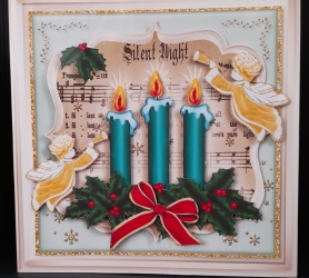 Cream Christmas Candle 8x8 Card Kit-2 by Gill Dean