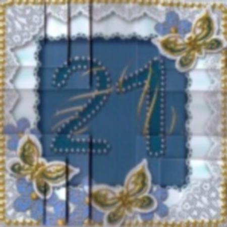 Blue Butterfly 21 Birthday 5in All 4 Corner Stacker by Gill Dean