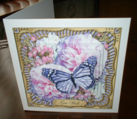 Pretty Flowers & Butterfly Round Edged Pyramage & Decoupage by Gill Dean