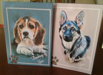 Alsation + Beagle Dog Notelets 4 by Gill Dean