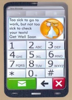 Mobile Phone Too Sick to Go to Work Get Well Quick Card by Gill Dean