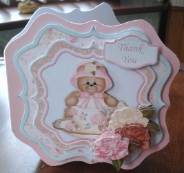 Tea Rose Bear Bracket Shape Card & Decoupage Mini Kit by Gill Dean