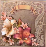 Autumn Lilies on a Lace Frame Decoupage Mini Kit by Gill Dean