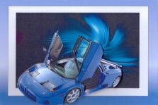 Bugatti Sport Car Decoupage by Gill Dean