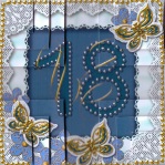 Blue Butterfly 18th Birthday 5in All 4 Corner Stacker by Gill Dean