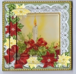 Red Poinsettia Candle 5in Spiral Edge Stacker by Gill Dean