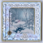 Ice Poinsettia Blue Winter Walk 5in Spiral Edge Stacker by Gill Dean
