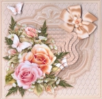 Roses and Butterflies 6in x 6in Panel Pyramage by Gill Dean