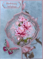 Pink Roses Offset Fold Card Mini Kit by Gill Dean