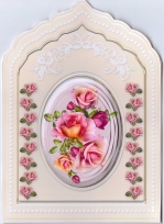 Roses in Cream Porcelain Plaque Card Mini Kit by Gill Dean