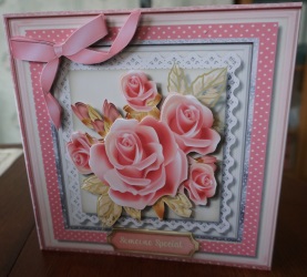 Beautifu 8x8 Card with Stunning Pink Roses , 3 by Gill Dean