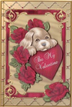 Be My Valentine Puppy Card Front by Gill Dean