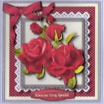 Beautiful 8x8 Card Front , with Stunning Red Roses, 4 by Gill Dean