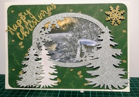 snowy Christmas card topper by Gill Gardiner