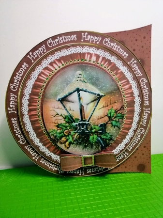 Lantern Happy Christmas 8in Round Ruffle Mini Card Kit by Gill Gardiner