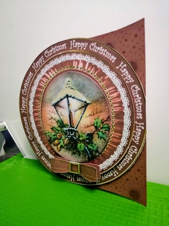 Lantern Happy Christmas 8in Round Ruffle Mini Card Kit by Gill Gardiner