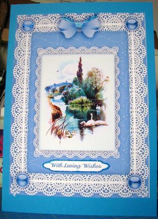 Swan Lake 'n Lace A4 Card Front by Gill Gardiner