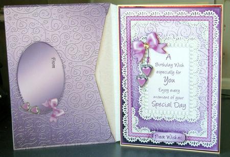 A5 Birthday Lace and Pearls Kit with 3D Decoupage by Gill Gardiner