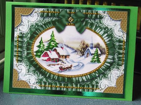 Christmas Landscape Lace N Ruffles A4 Picture Sheet by Gill Gardiner