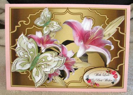 Butterflies & Lilies Various Occasions Card Front 3 by Gill Gardiner