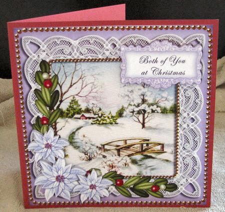 Lilac Snowscene Both of You 8in Sentiment Topper by Gill Gardiner