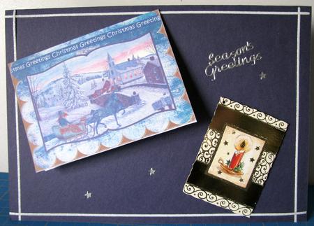 Christmas Snow Horse and Cart Scallop Edge Book Card by Gill Gardiner