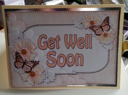 5x7 Flowers & Butterflies Get Well Soon Scallop Corner by Gill Gardiner