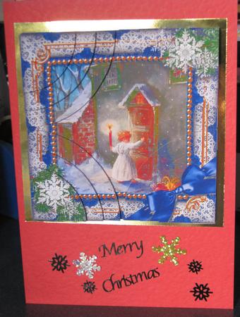 Choirboy Knocking Snow All 4 Rounded Corner Card Front by Gill Gardiner