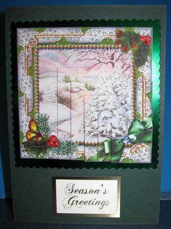 Christmas Stream Holly 5in Square One Corner Stacker by Gill Gardiner