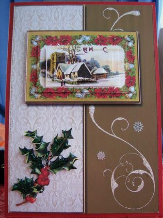 Church Scene with Poinsettia and Holly by Gill Gardiner