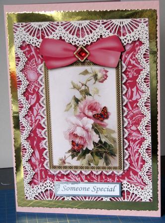 Butterfly Roses A4 Lace Picture Sheet by Gill Gardiner