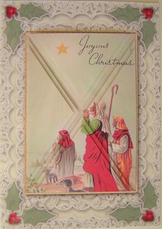 Christmas Star Shepherds A5 Card Front Side Step Stacker by Gill Middleton