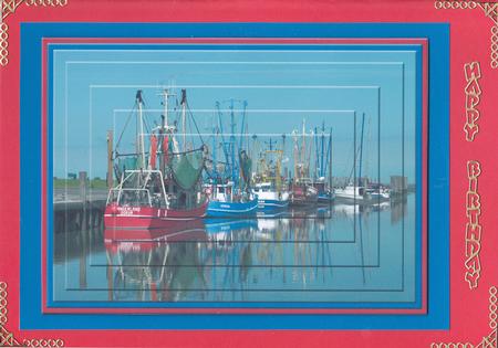 Boats in the Harbour - Card Front by Gill Middleton