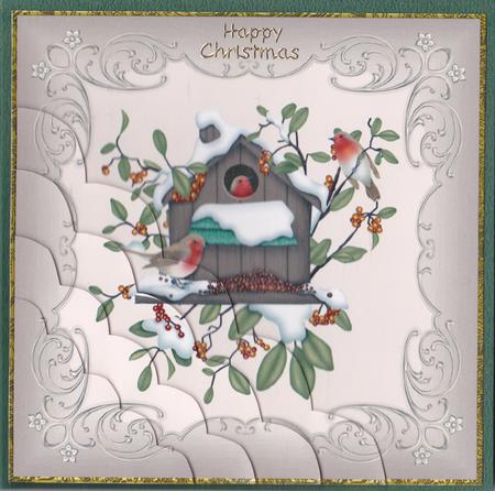 5x5 Robins Nest Christmas Card Front by Gill Middleton