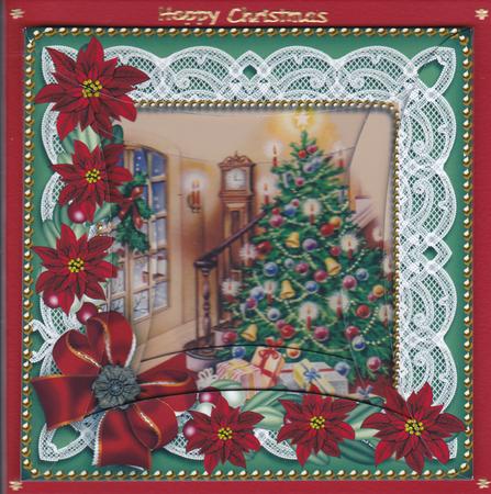 Christmas Tree Poinsettias 5in Spiral Round Stacker by Gill Middleton