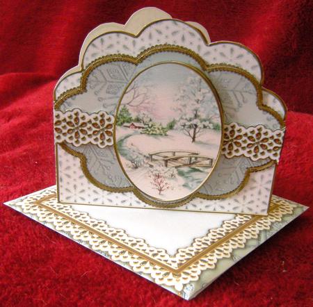 Pretty Snow Scene Silver Scallop 3D Step by Step Card Kit by Gill Middleton