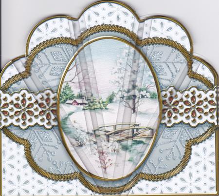 Pretty Snow Scene Silver Anglaise Scallop Deco Stacker by Gill Middleton